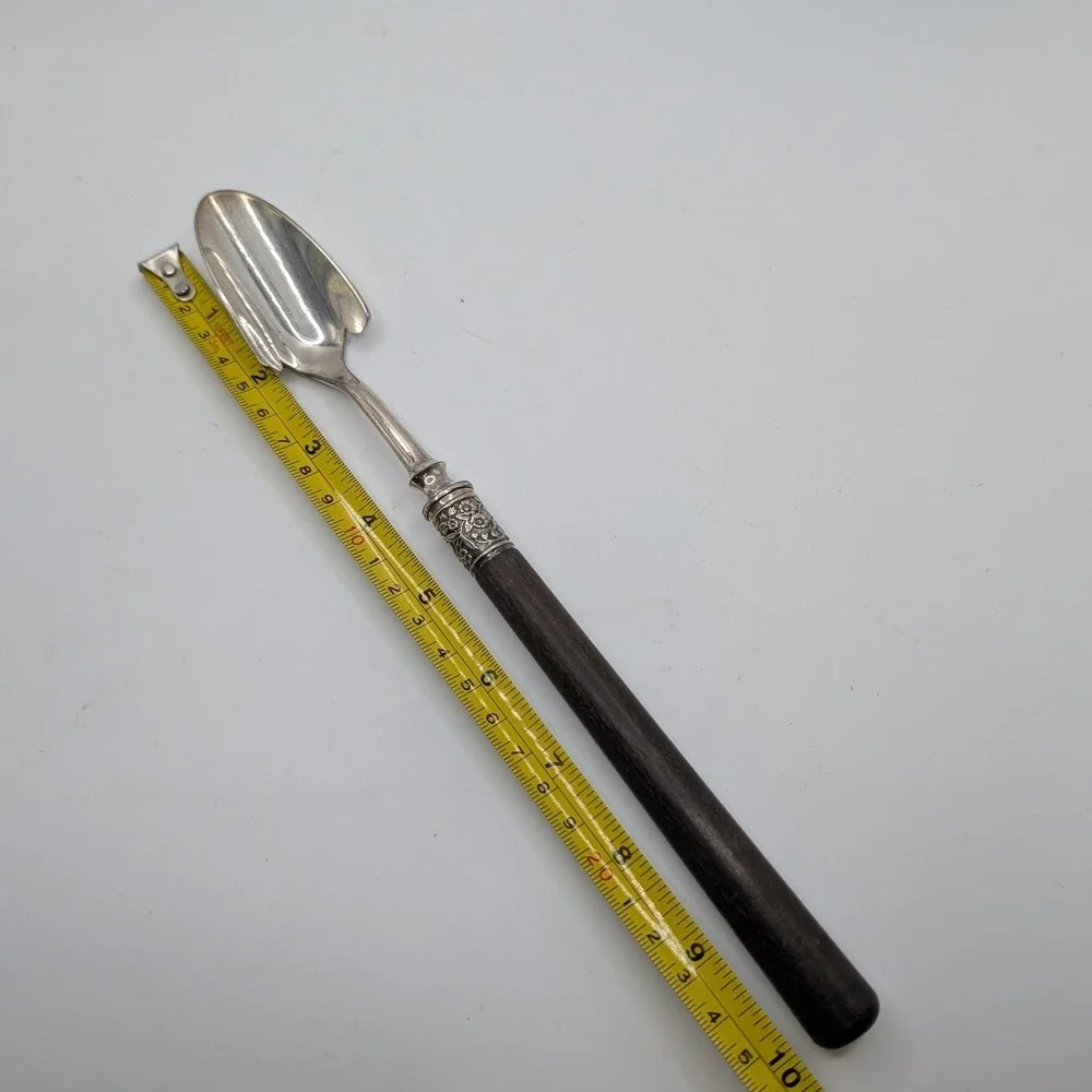 Vtg Gorham Cheese Scoop Silver Plate Wood Handle Floral Repousse Antique 9.5in